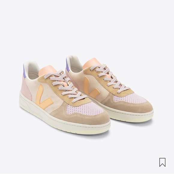 VEJA V-10 SUEDE MULTICOLOR PEACH sneakers size 7.5 - Picture 4 of 13
